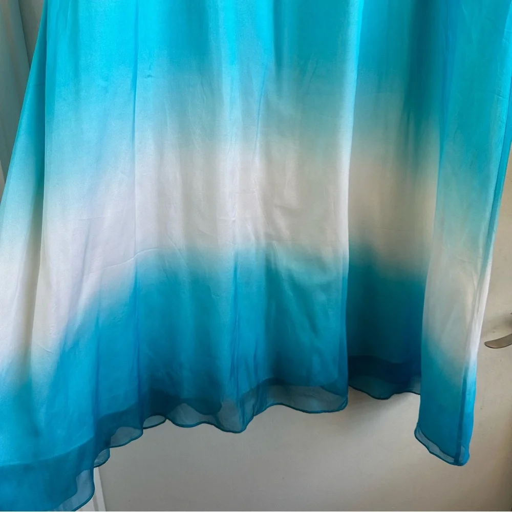 White House Black Market SILK Ombre Maxi Skirt  w Stretchy Waistband Size L - Picture 3 of 5